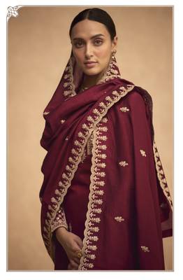 Stylish Maroon Colour Sequance With Jari Embroidery Work Palazzo Dress 2