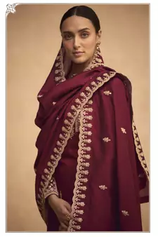 Stylish Maroon Colour Sequance With Jari Embroidery Work Palazzo Dress