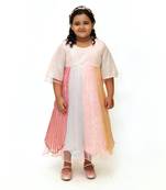 Multicolor embroidered net kids-girl-gowns