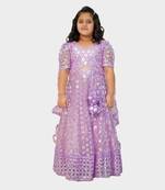 Purple embroidered net lehenga set