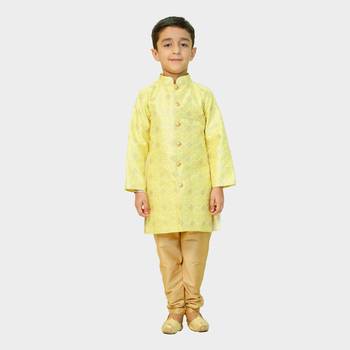 Green embroidered silk blend boys-sherwani 1
