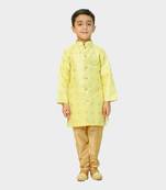 Green embroidered silk blend boys-sherwani