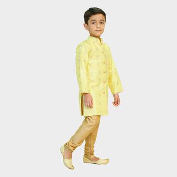 Green embroidered silk blend boys-sherwani 2