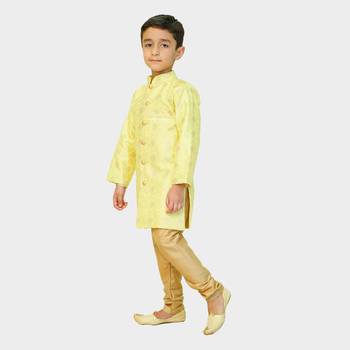 Green embroidered silk blend boys-sherwani 3