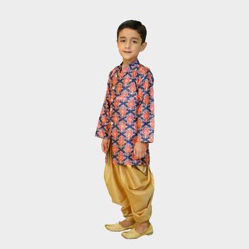 Multicolor printed silk blend boys-sherwani 2