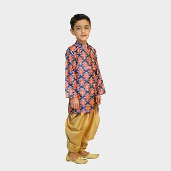 Multicolor printed silk blend boys-sherwani 3