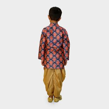Multicolor printed silk blend boys-sherwani 4