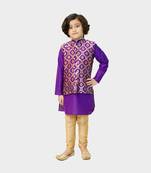Purple printed brocade boys-kurta-pyjama