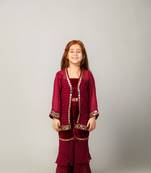 Maroon brasso velvet girls-top-bottom