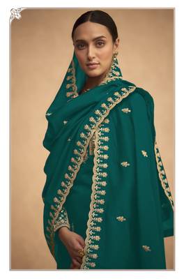 Stylish Green Colour Sequance With Jari Embroidery Work Palazzo Dress 2