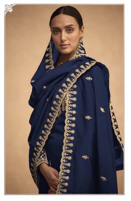 Stylish Blue Colour Sequance With Jari Embroidery Work Palazzo Dress 2