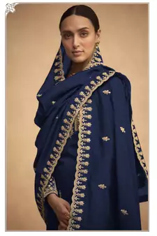 Stylish Blue Colour Sequance With Jari Embroidery Work Palazzo Dress