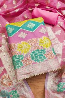 Pink diamond work organza salwar