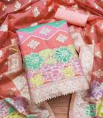 Peach diamond work organza salwar