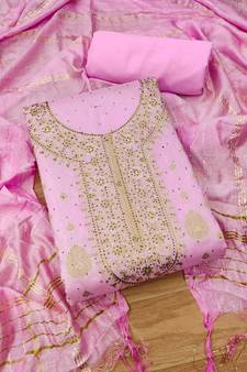 Pink jacquard chanderi silk salwar