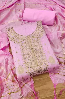 Pink jacquard chanderi silk salwar