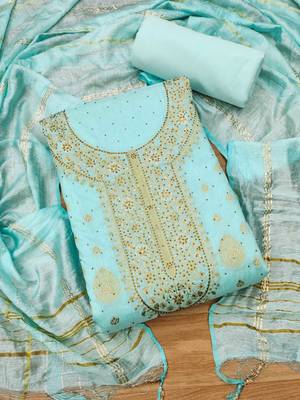 Blue jacquard chanderi silk salwar 1
