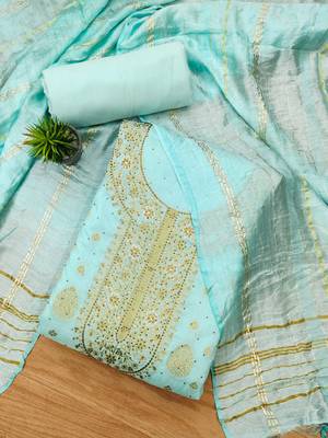 Blue jacquard chanderi silk salwar 2