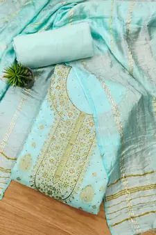 Blue jacquard chanderi silk salwar