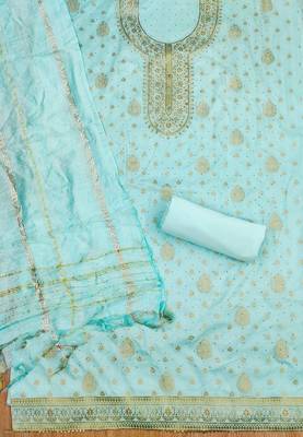Blue jacquard chanderi silk salwar 3