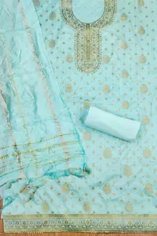 Blue jacquard chanderi silk salwar