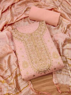 Peach jacquard chanderi silk salwar 1