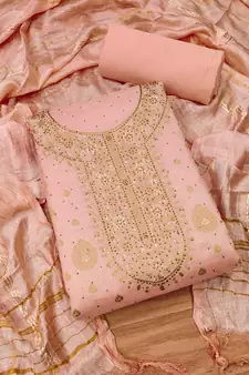 Peach jacquard chanderi silk salwar