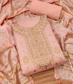 Peach jacquard chanderi silk salwar