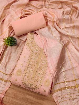 Peach jacquard chanderi silk salwar 2