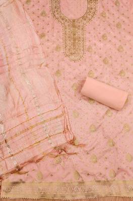 Peach jacquard chanderi silk salwar 3