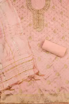 Peach jacquard chanderi silk salwar