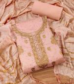 Peach jacquard chanderi silk salwar