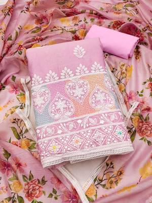 Pink embroidered chanderi silk salwar 1