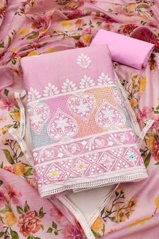 Pink embroidered chanderi silk salwar