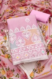 Pink embroidered chanderi silk salwar