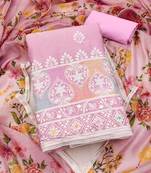 Pink embroidered chanderi silk salwar
