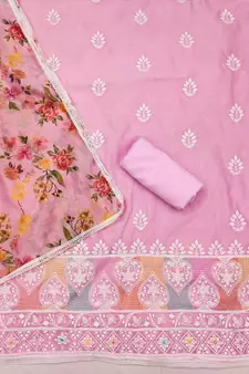 Pink embroidered chanderi silk salwar