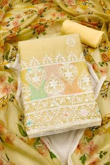 Yellow embroidered chanderi silk salwar