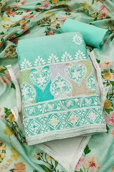 Blue embroidered chanderi silk salwar