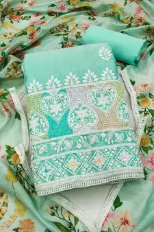 Blue embroidered chanderi silk salwar