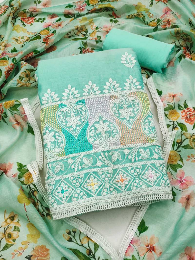 Blue embroidered chanderi silk salwar