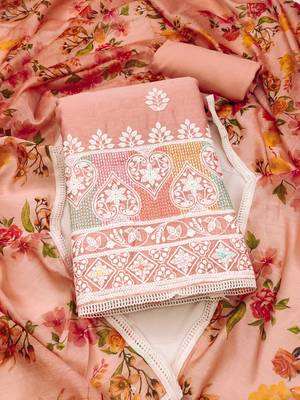 Peach embroidered chanderi silk salwar 1