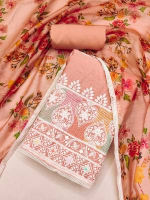 Peach embroidered chanderi silk salwar 2