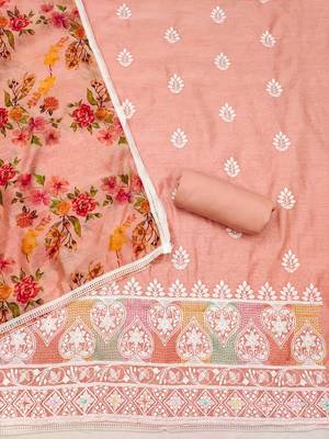 Peach embroidered chanderi silk salwar 3