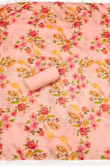 Peach embroidered chanderi silk salwar