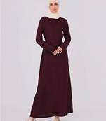 Ripe Plum Belted Rayon Abaya | Silk Route | Length 56