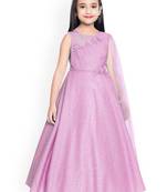 Pink solid silk blend kids-frocks