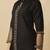 Women   s Embroidered Silk Blend Kurta And Pant Set With Net Dupatta (Black) (MAK61SEQUINED)