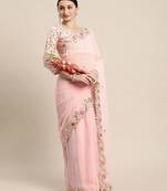 Georgette Saree With Embroidered Border With Blouse