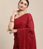 Sequence Work Georgette Saree With Lace Border  With Blouse